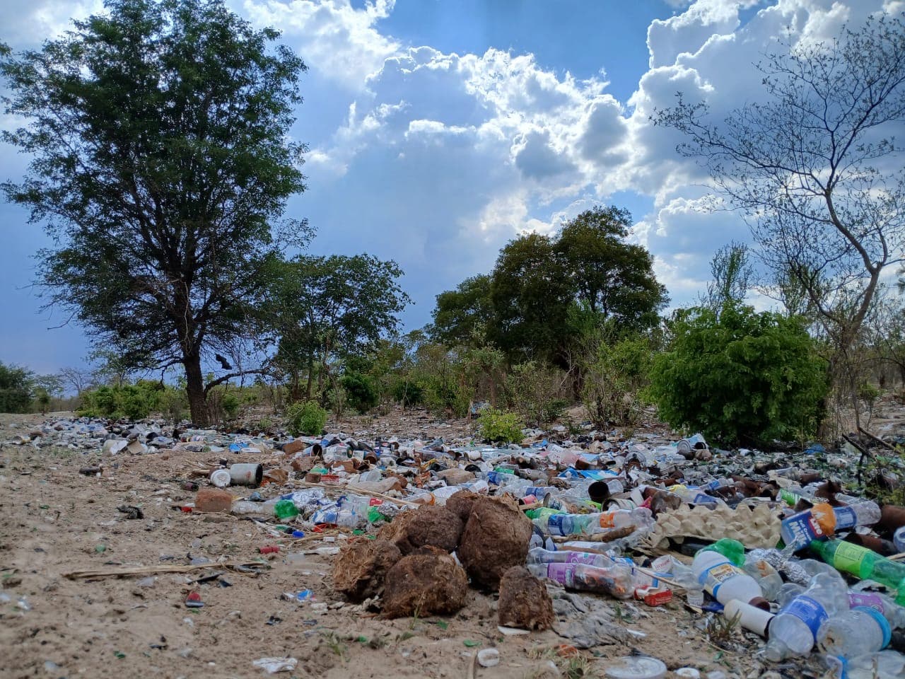 Discarded litter on open ground