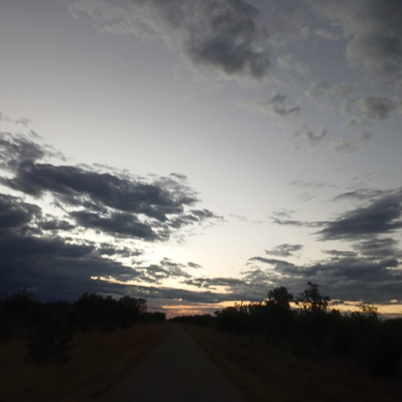 Clouds over the landscape at dusk